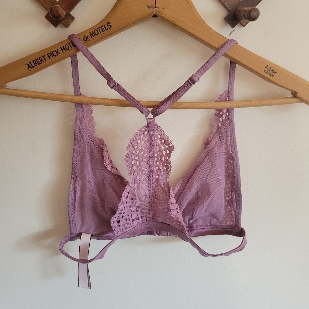 Victoria's Secret Bralette Bra Lace Pink Mauve Racerback Adjustable XS Extra Sma - Picture 4 of 8